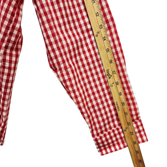 Red & White Mens Gingham Long Sleeve Button-Up Shirt Size 2XL - Picture 7 of 8